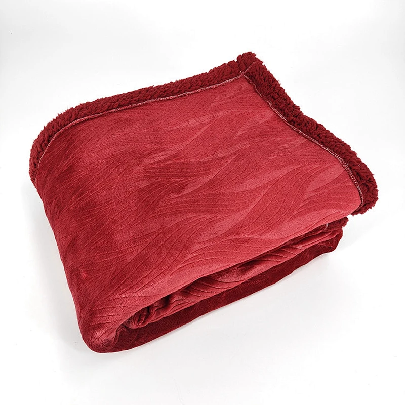 Polyester Super Soft Brushed Double Layers Flannel Sherpa Blanket